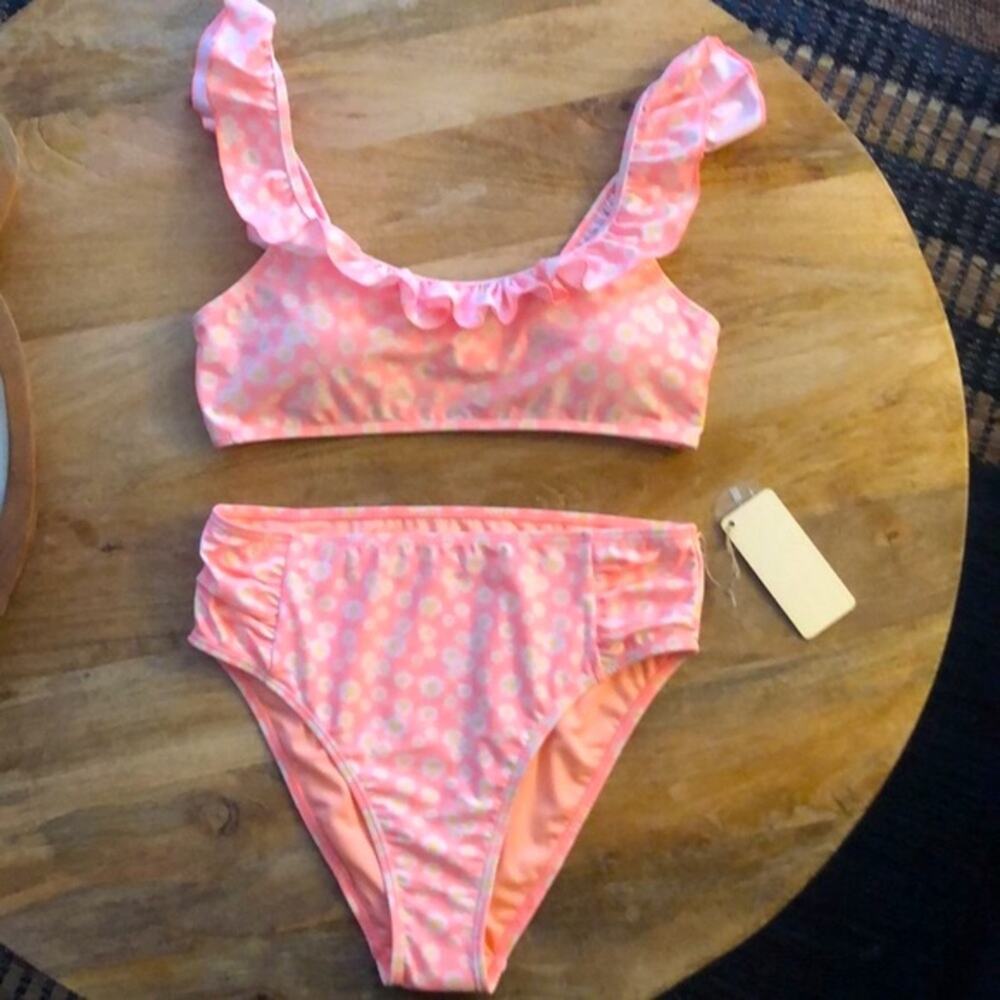 NWT! Cabana Del Sol Neon Bikini with Floral Print Size Large